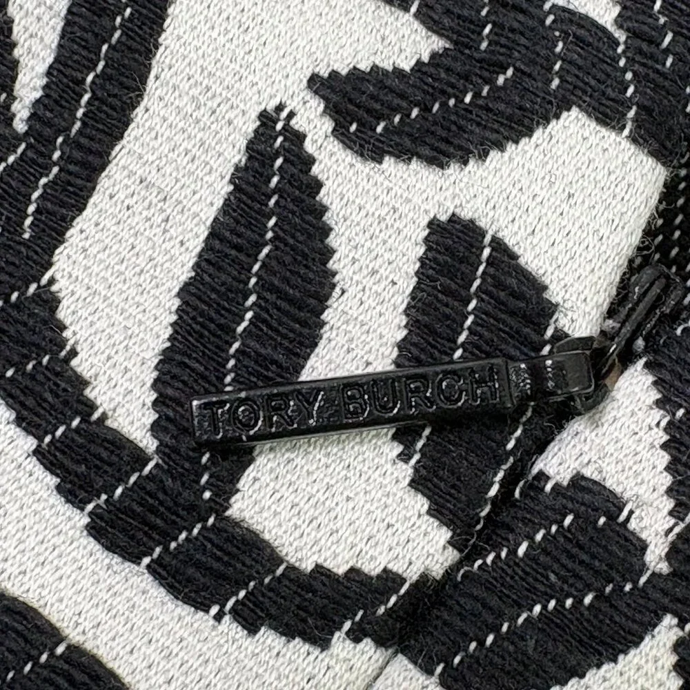 Tory Burch Laurie Embroidered Convertible Sheath‎ Dress Size 6 Black White Vines